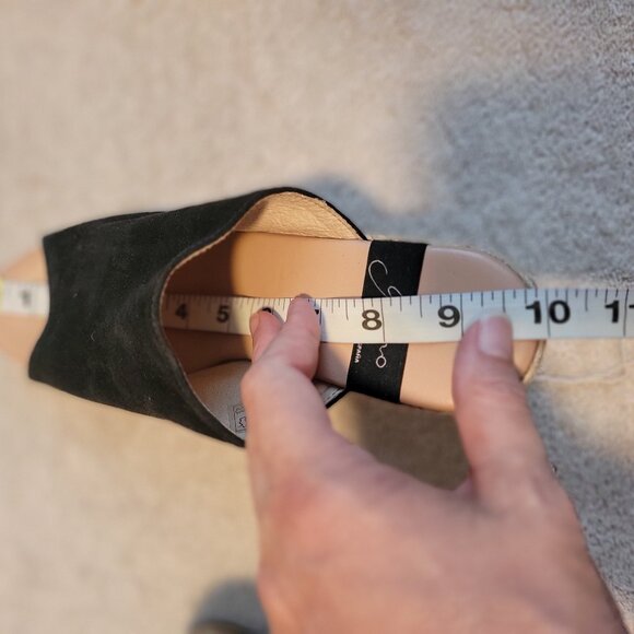 Gaimo Suede Wedges Black Slip On Slide Peep Toe Espadrille - Picture 10 of 14